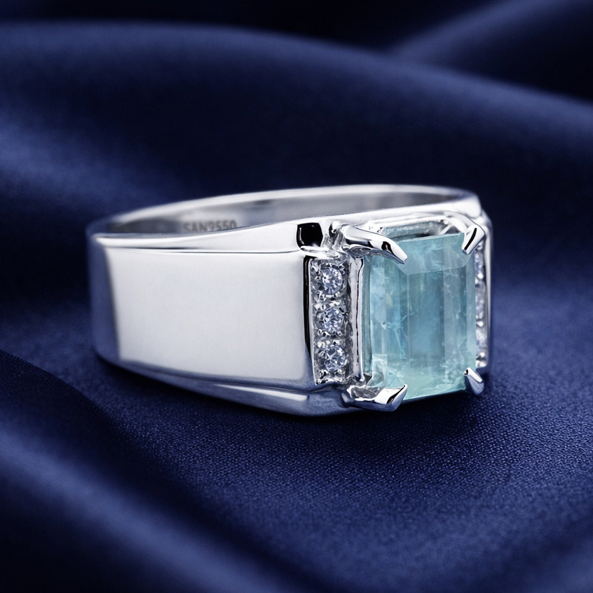 Cincin Ikat Batu Akik Permata Custom Size SAN950 EB125 - Ring Pria Perak 950 Handmade