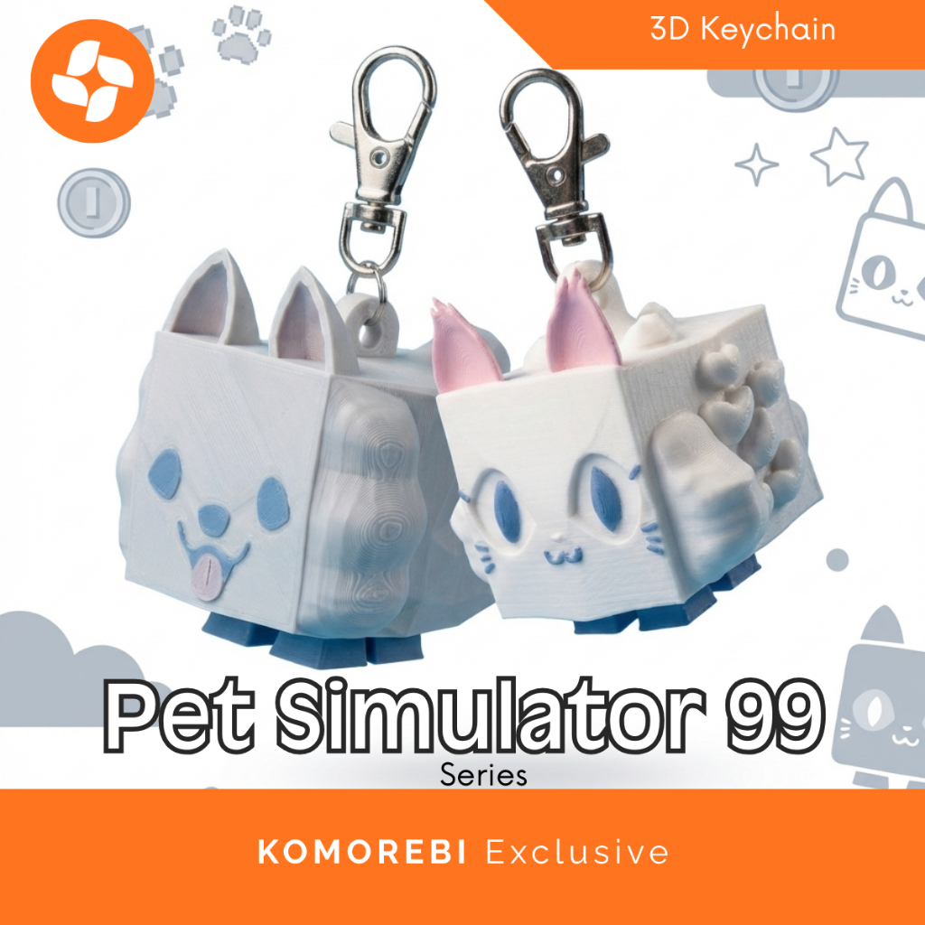 Gantungan Kunci Pet Simulator 99 Cloud Cat Cloud Dog Keychain PS99 Aksesoris Tas Karakter Roblox Luc