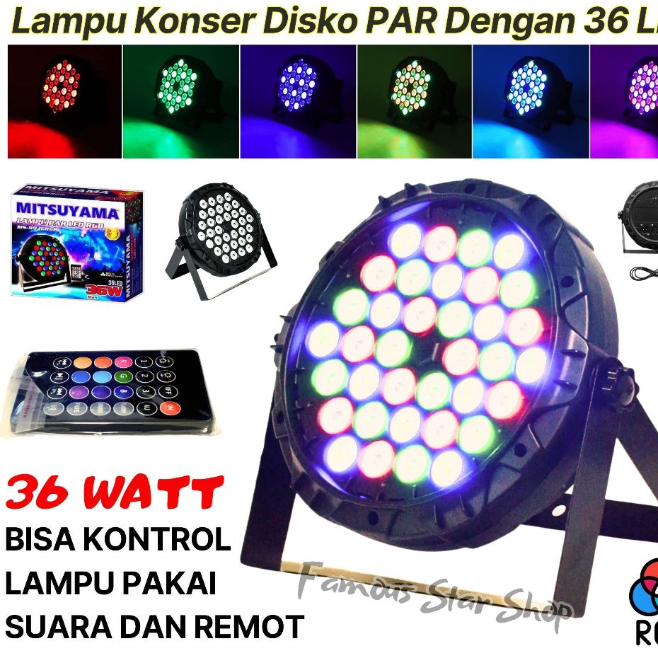 Lampu Disko MS-9936RGB Mitsuyama 36 Mata LED RGB - Lampu Hias Sorot Cafe / Lampu Panggung PAR LED 36