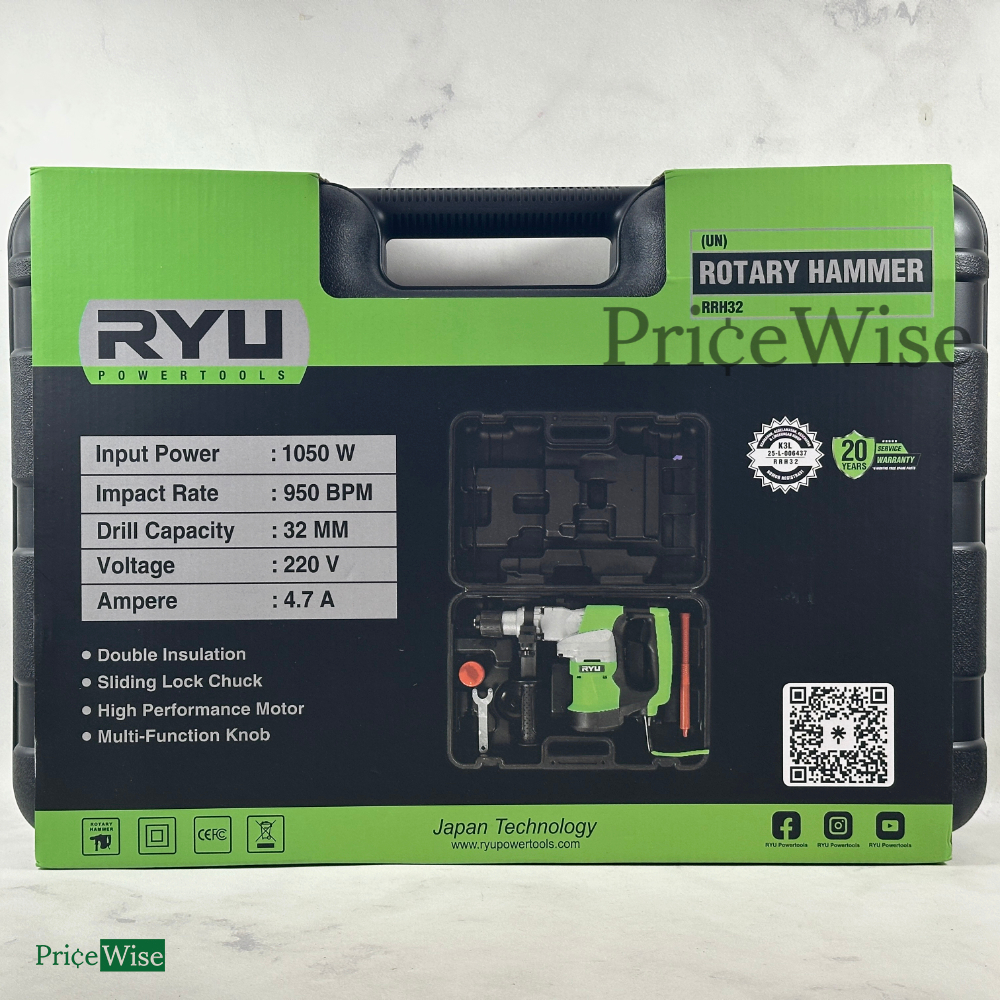 Mesin Bor Bobok Beton RRH32 Ryu / Rotary Hammer RRH 32