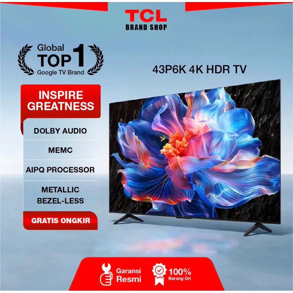 led TCL 43 inch Googel tv 4K UHD 43P6K