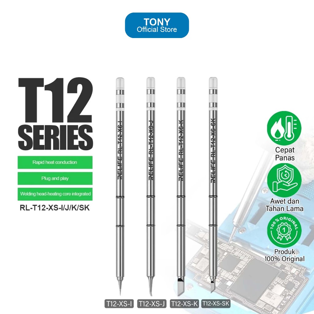 RELIFE RL T12 XS I MATA SOLDER LURUS/RUNCING ORIGINAL - RELIFE RL T12 XS J MATA SOLDER LENGKUNG ORIG