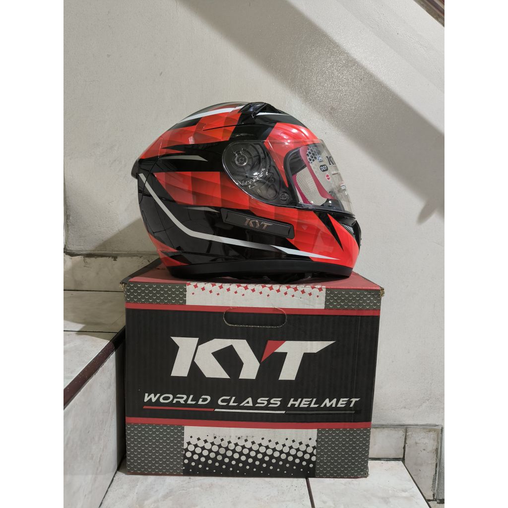 Helm KYT K2R K2 Rider Ukuran XL Diamond Black Red Full Face Double Visor Merah Hitam
