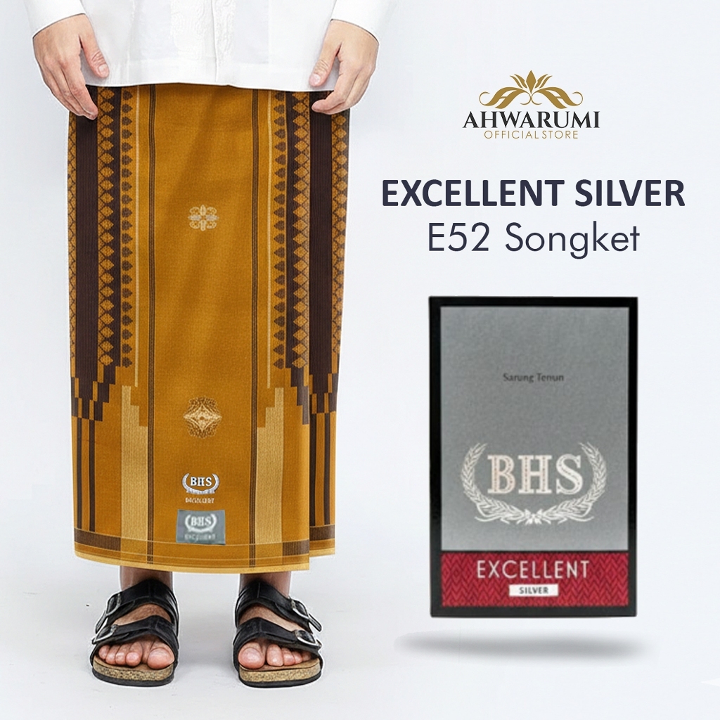 Ahwarumi - [E52] Sarung BHS Silver Excellent E52 Songket