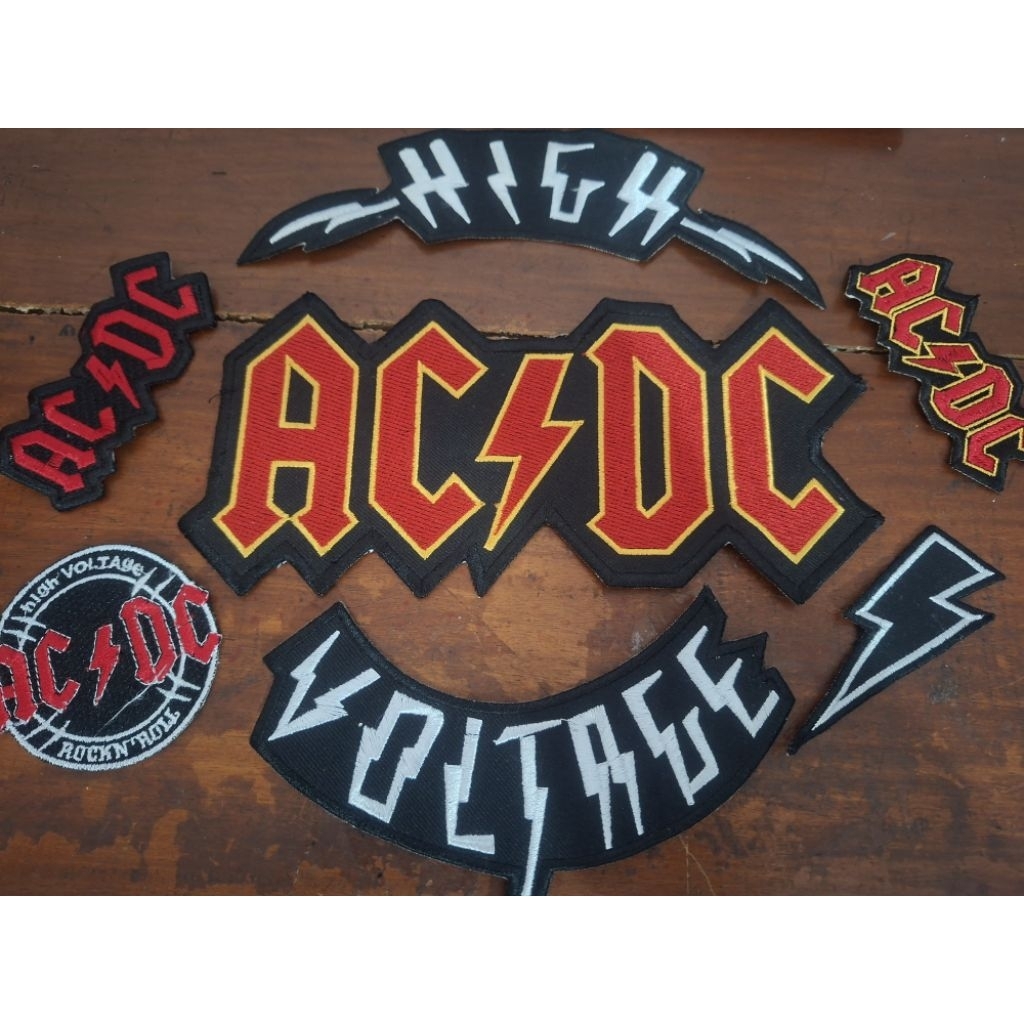set backpatch bordir acdc band aksesori jaket