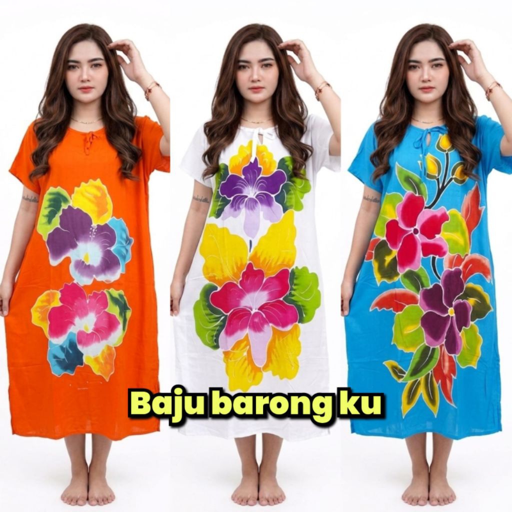 Kaftan Lukis Khas Bali Daster Bali Jumbo Daster Lukis Bahan Tebal Adem Dress Wanita Khas Bali