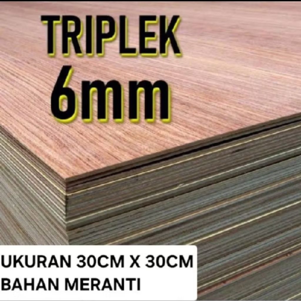 PAPAN KAYU TRIPLEK / MULTIPLEK FULL 6MM MERANTI UTY UKURAN 30 x 30 cm / TRIPLEK MERANTI