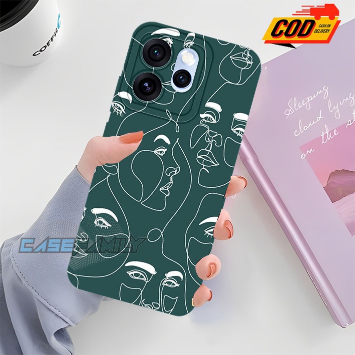 [05] Silikon hp for Oppo Reno 15 Pro 15 Promax 15F 14F Motif abstrak wajah Case lentur All Type Hand