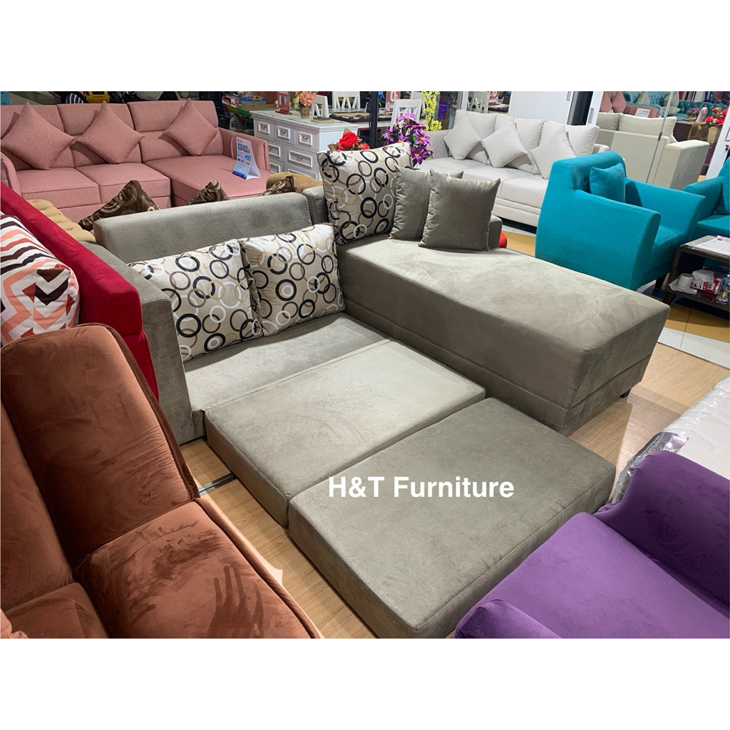 Sofa L Bed Lipat Minimalis | Sofa Bed Multifungsi | Sofa Bed Modern | Sofa nonton tv Keluarga