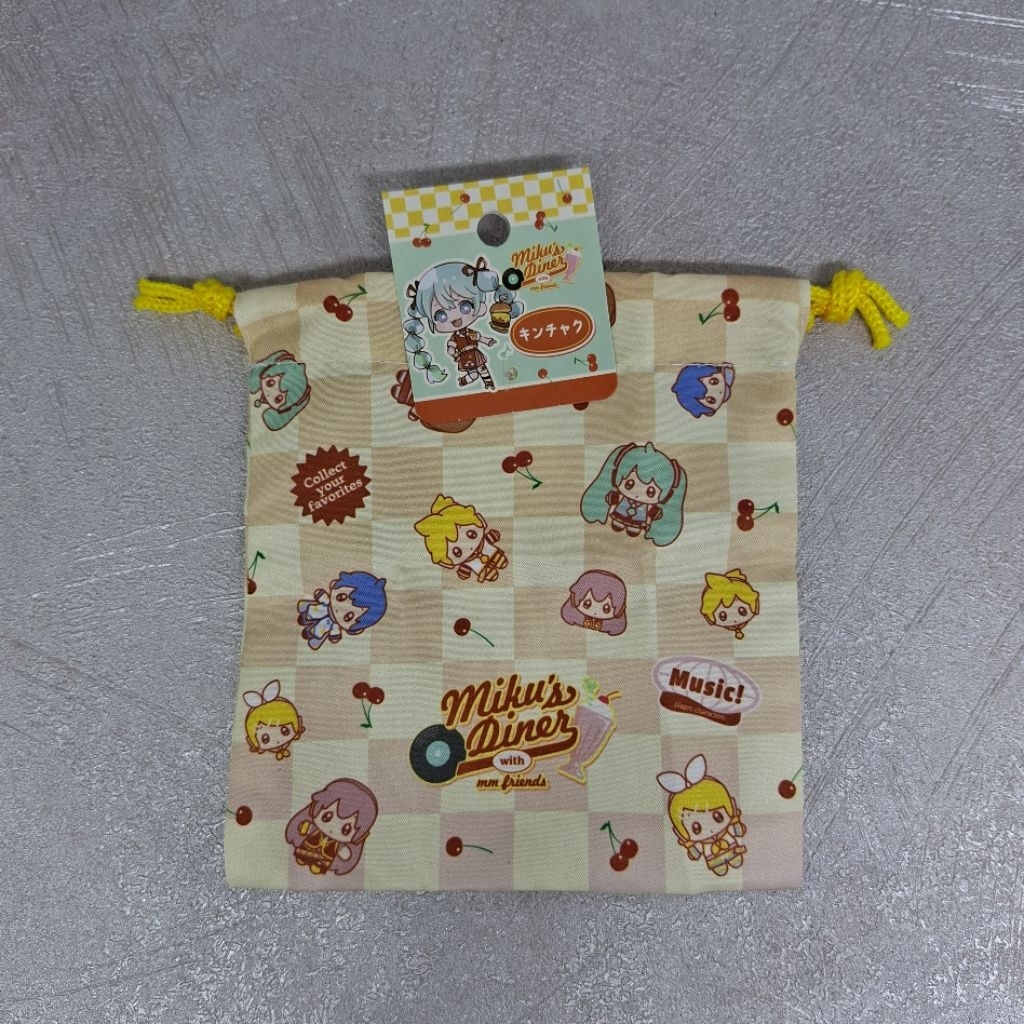 Hatsune Miku Miku's Diner White Drawstring Bag pouch tas serut
