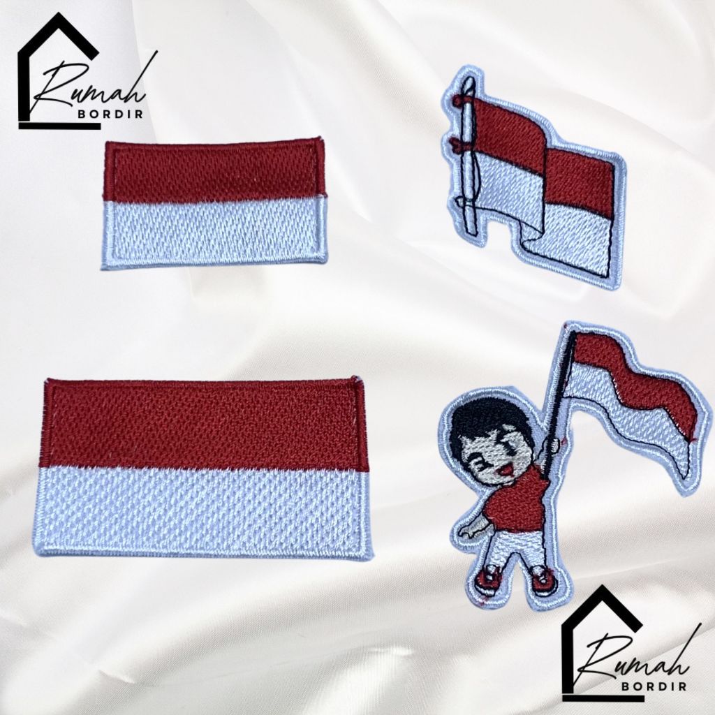 PATCH Bordir Logo Bendera Indonesia Merah Putih Jahit dan Tempel