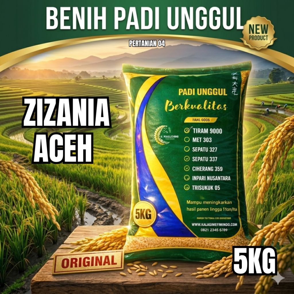 BENIH PADI ZIZANIA ACEH KEMASAN 5 KG BENIH PADI KUALITAS ORIGINAL