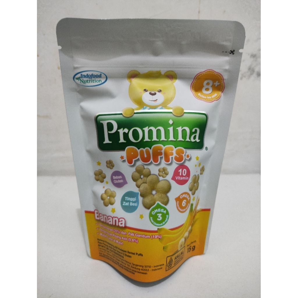 Promina Puffs 15 Gram - Camilan Bayi 8+ Bulan, Bebas Gluten, Tinggi Zat Besi
