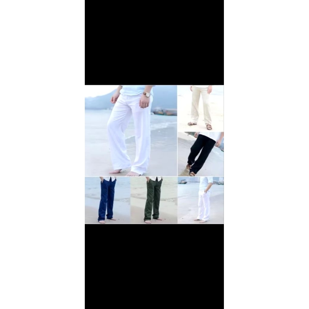 celana pria linen reguler celana panjang pria katun linen