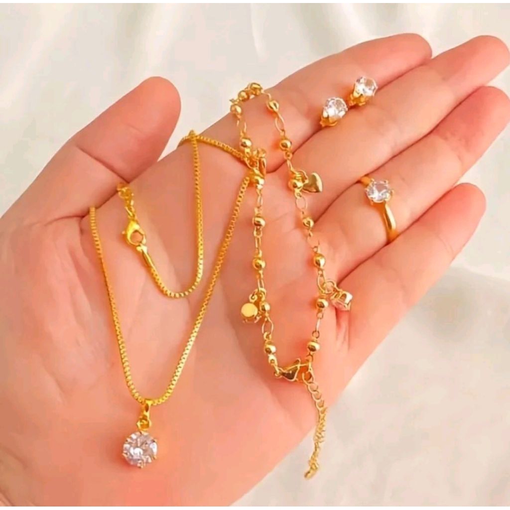 Set Perhiasan Dewasa / Remaja Terncantik Dan Termurah Set Perhiasan Titanium Motif Gading Elegan, An