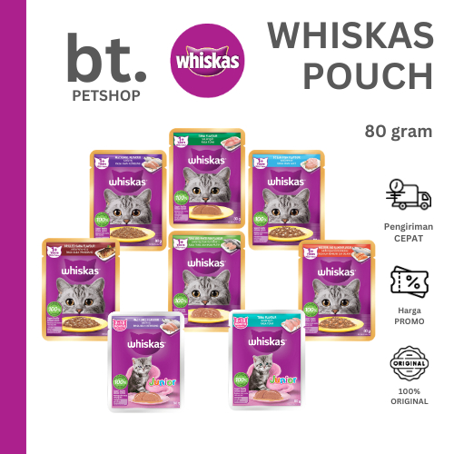 Whiskas ADULT Pouch Makanan Kucing Basah 80gr | Makanan Kucing Grosir | Petshop Grosir