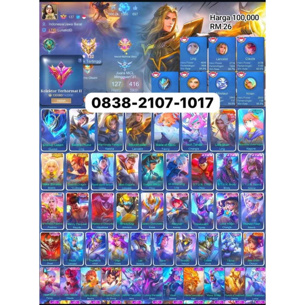 jual akun ml sultan terpercaya aman mumer di jamin amanah