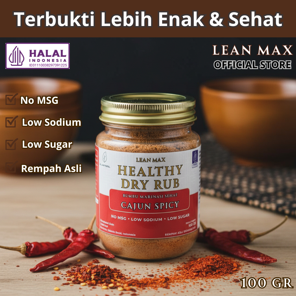 Lean Max Healthy Dry Rub 100gr - Bumbu Marinasi Diet Sehat Garam Himalaya Non MSG Rendah Kalori Low 