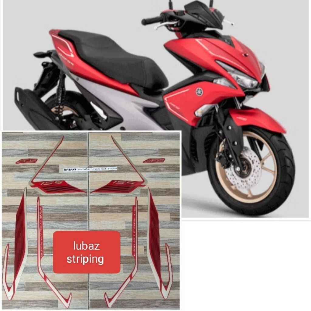 striping stiker motor Lis les decal standar Yamaha AEROX 155 ABS 2019/2020 merah doff