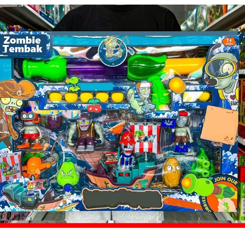Mainan anak edukasi LIMITED ZOMBIE VS PLANT action tembak bola busa shoot ZOMBIES VERSI 2 toy kid bo