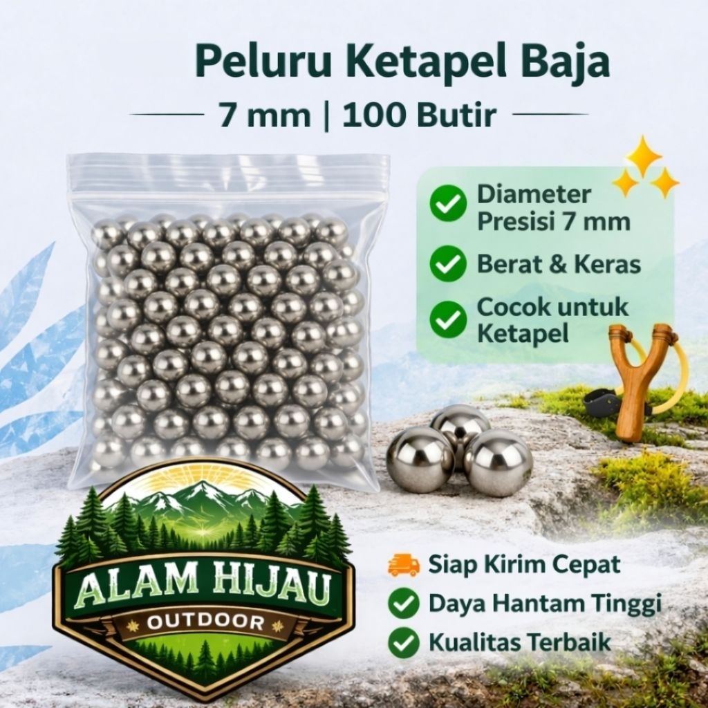 Bola Besi Ketapel 7mm Isi 100pcs Baja Steel Ball Presisi Kuat Murah