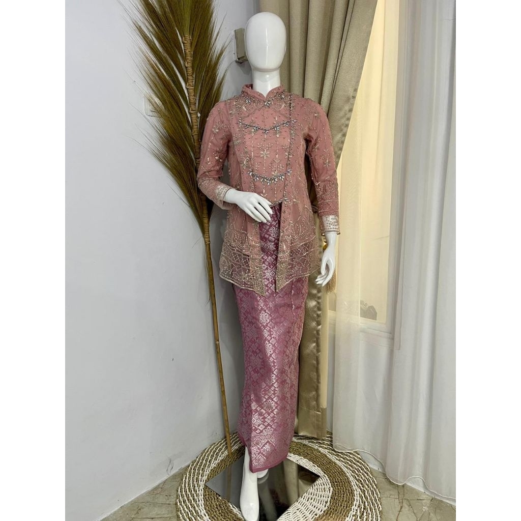 Stelan Tunik Kutu Baru Tille | Kebaya Lamaran | Kebaya Kondangan | Kebaya Kutu Baru Krah Shanghai| K