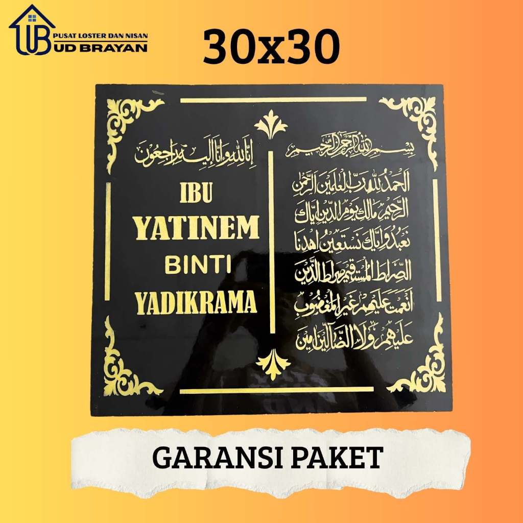 BATU NISAN MAKAM GRANIT 30X30 / NAMA NISAN  BENTUK BUKU