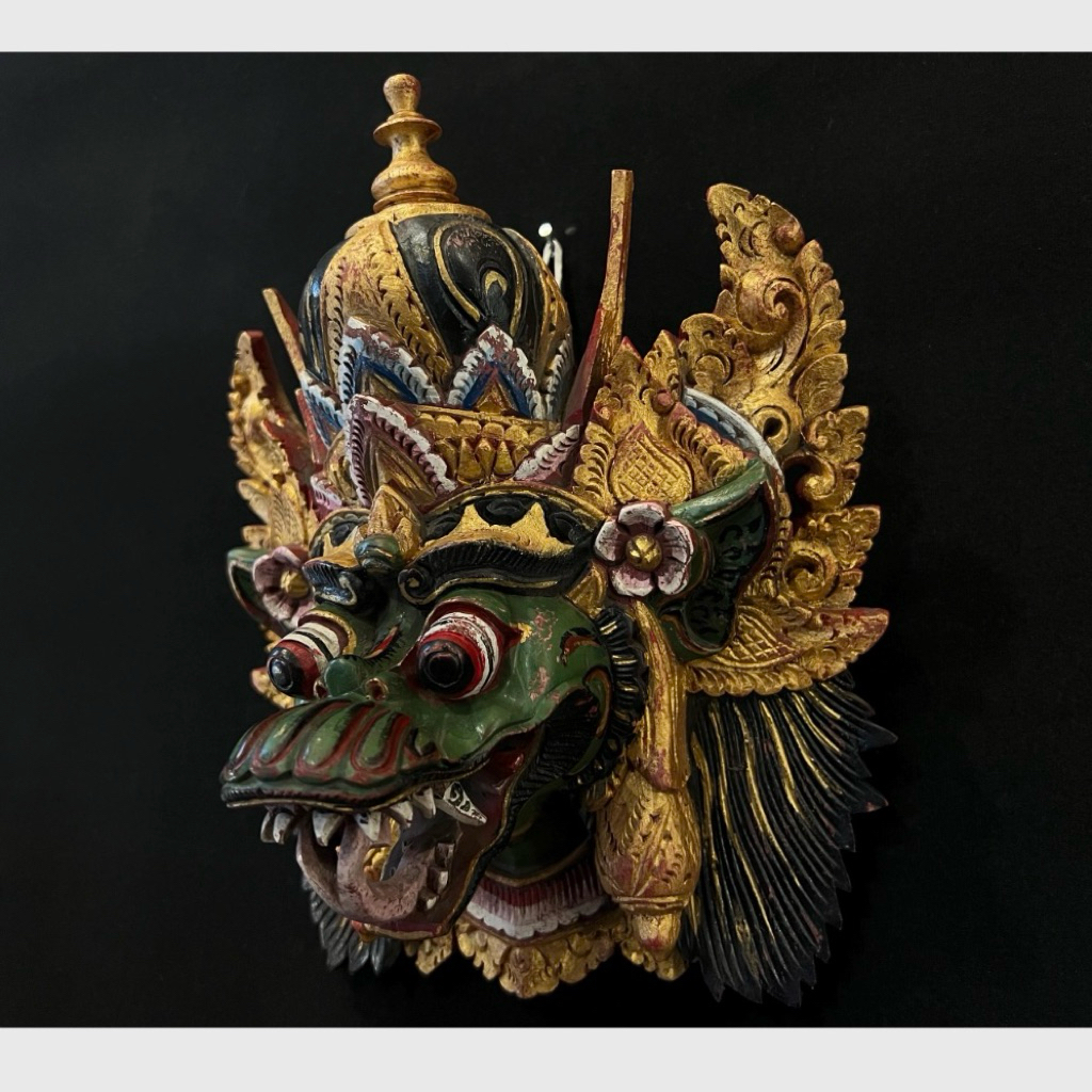 Patung pajangan topeng barong naga bali dekorasi dinding bali pajangan ukiran bali
