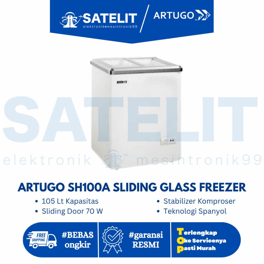 ARTUGO SH-100A Sliding Glass Freezer 100L - Freezer Kaca Geser Es Krim & Frozen Food (Garansi Resmi)