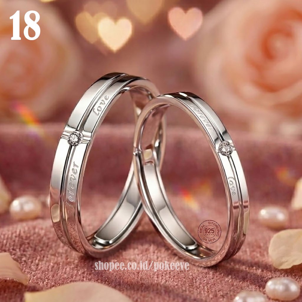 Cincin Couple Perak S925 Buat Pasangan/ Tunangan/ Nikah Pria/ Wanita Sterling Silver Ring