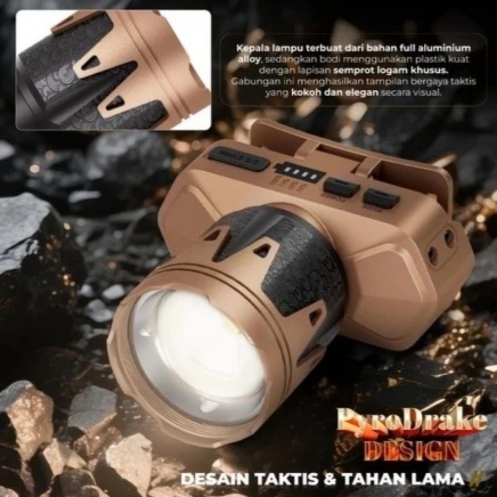 Senter Kepala Aoki Pyro Drake Design AK-3705X 90 WATT Fitur Sensor Gerak