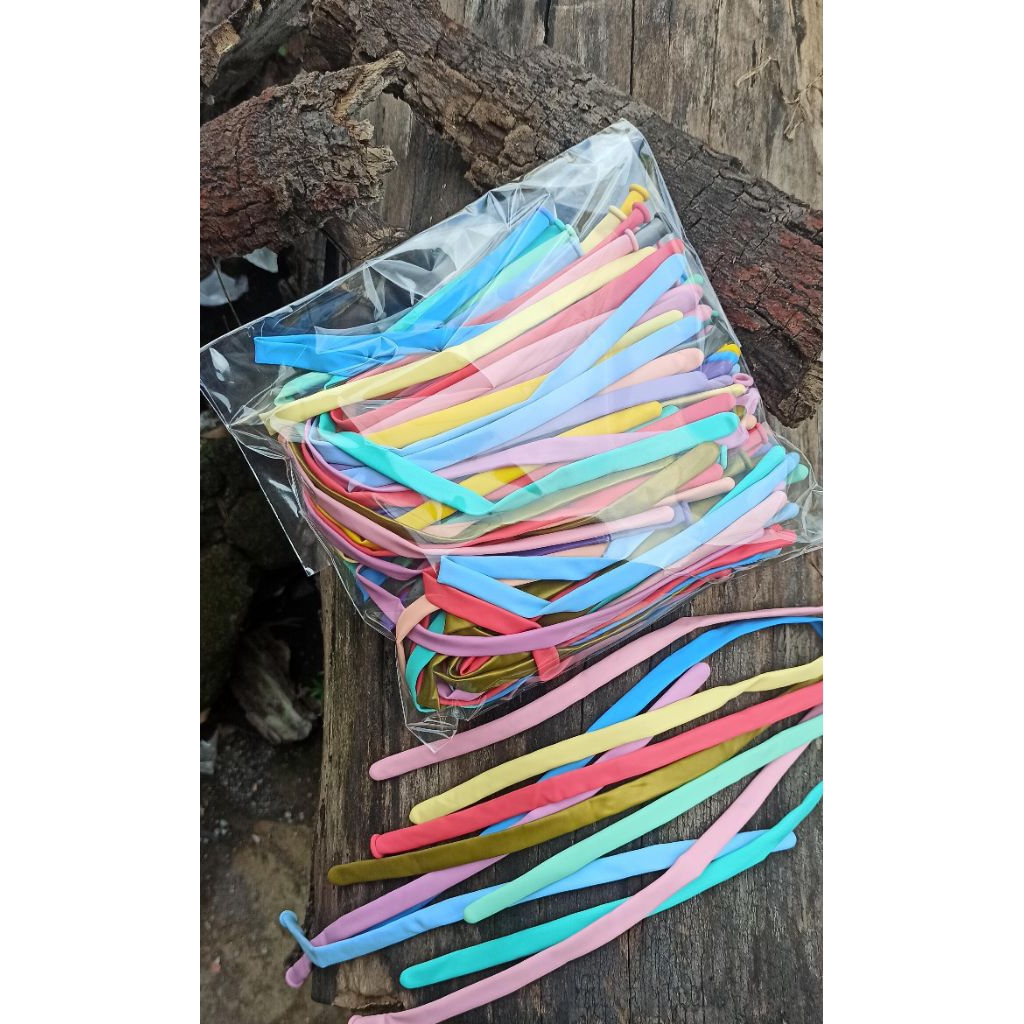 Balon Latex Panjang Warna Warni Isi 100