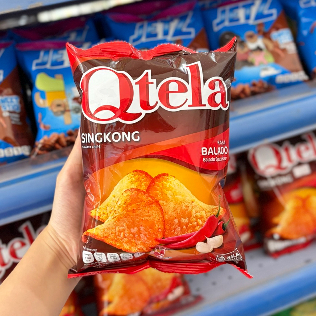 QTELA SINGKONG BALADO 60gr | Cassava Chips Rasa Balado Halal Snack