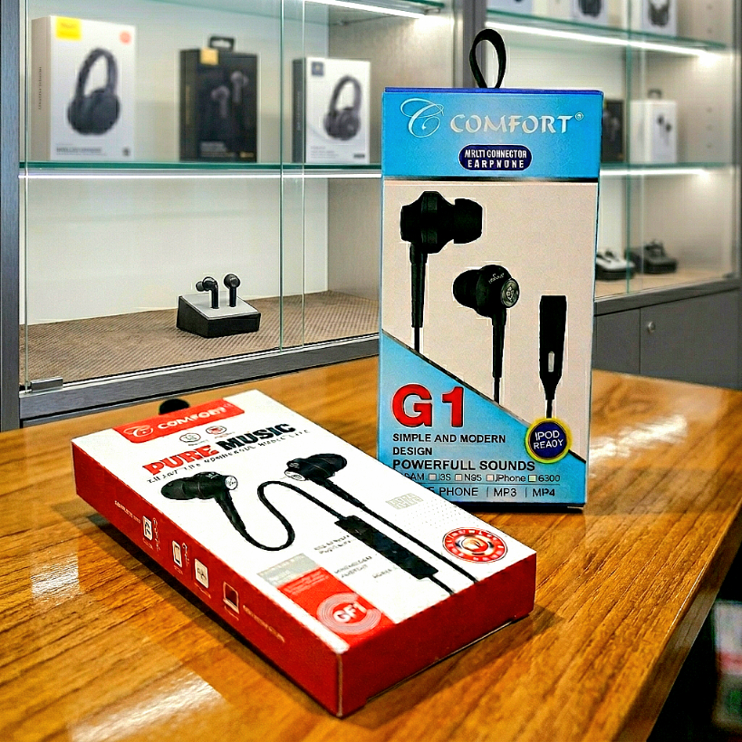 Hf  headset comfort kode G1+GF1 super bass satu paket 2pcs