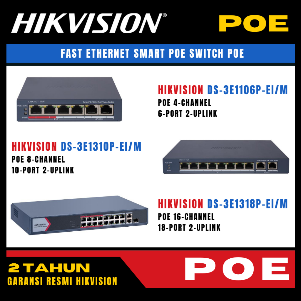 Hikvision POE Switch POE cctv ip camera