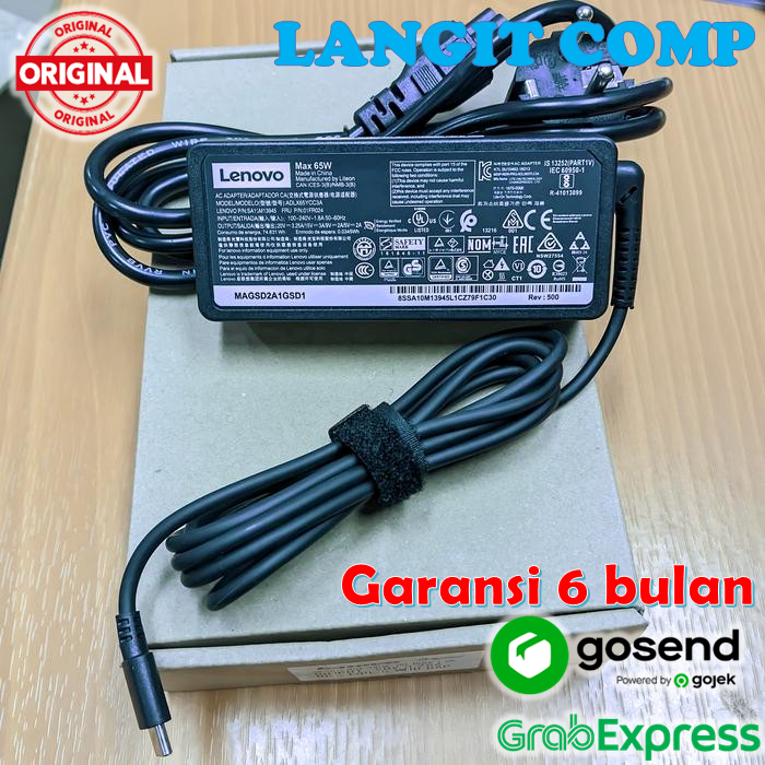 Adaptor Charger ThinkPad T580 T480 T480S L380 USB Type C ORIGINAL LENO