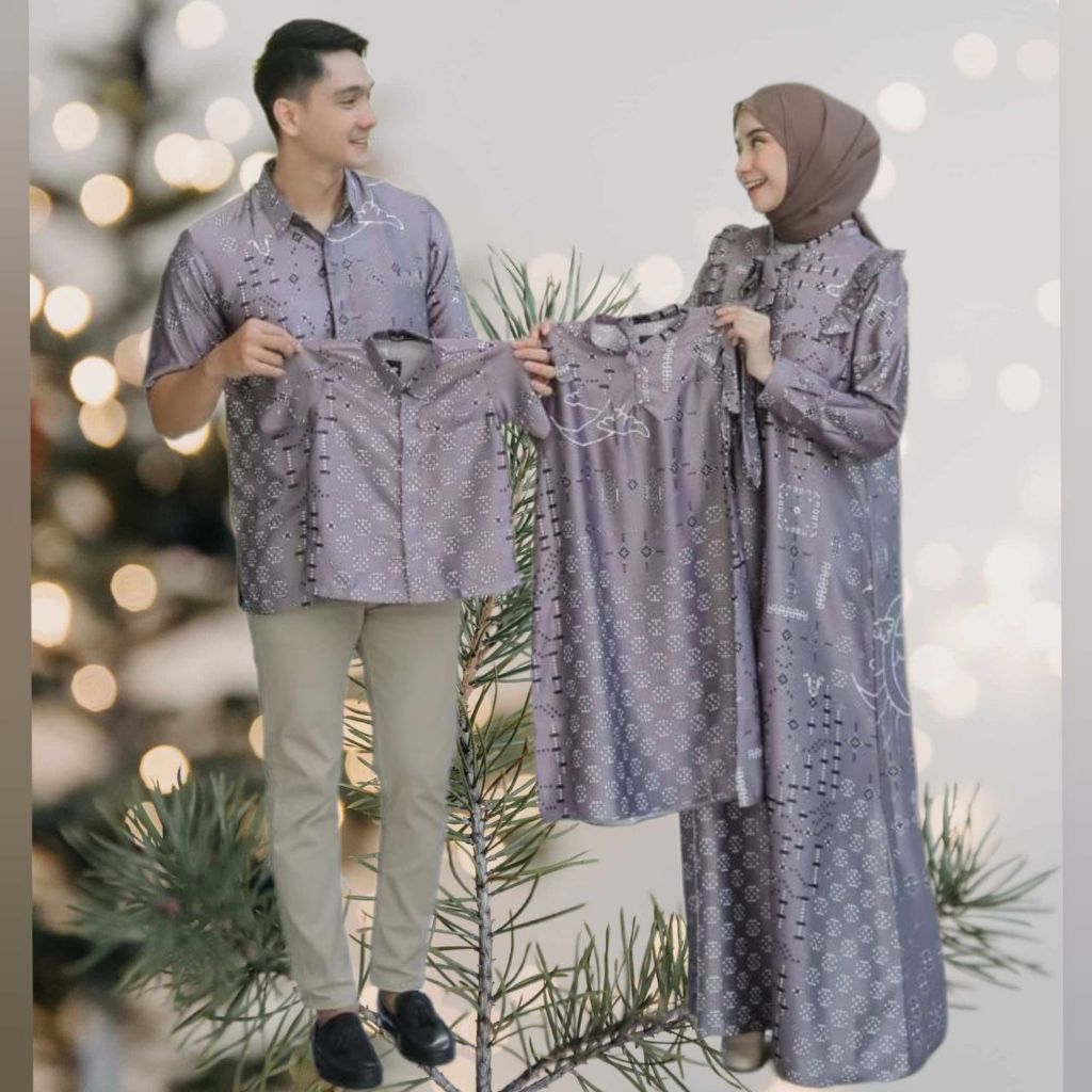 KECIL - JUMBO SARIMBIT COUPLE KELUARGA SILKY MAXMARA TERBARU BAJU MUSLIM PASANGAN AYAH IBU ANAK SET 