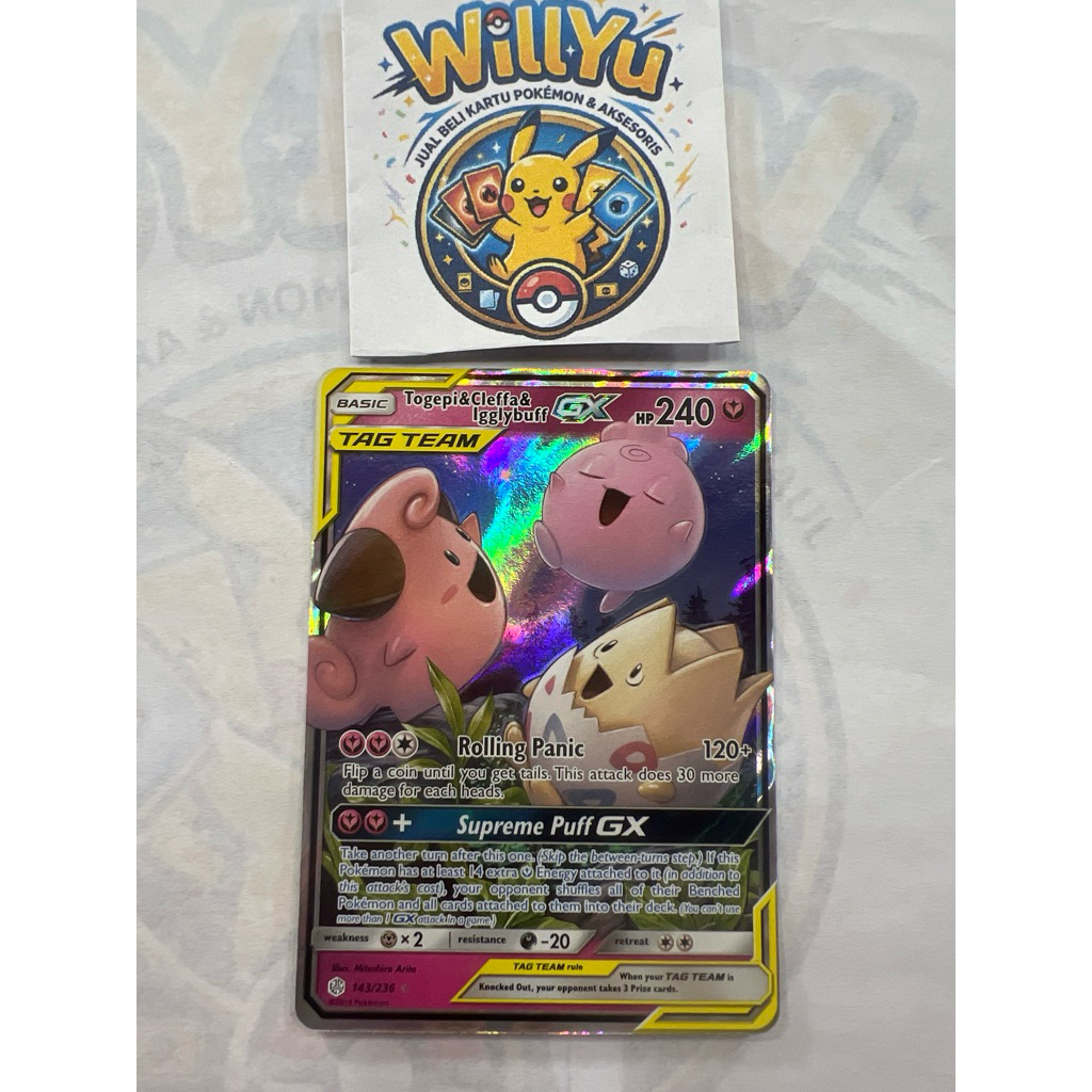 TOGEPI & CLEFFA & IGGLYBUFF GX TAG TEAM ENGLISH POKEMON CARD KARTU 143/236