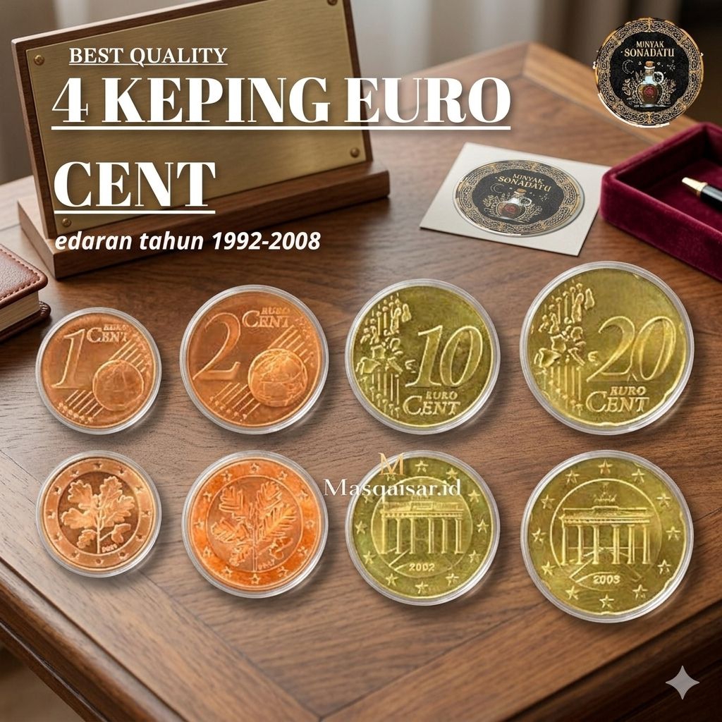 ( 4 KEPING ) Koin Euro Cent 1 2 10 20 Euro Cent Spanyol, Euro Cent Perancis, Euro Belanda , Euro Cen