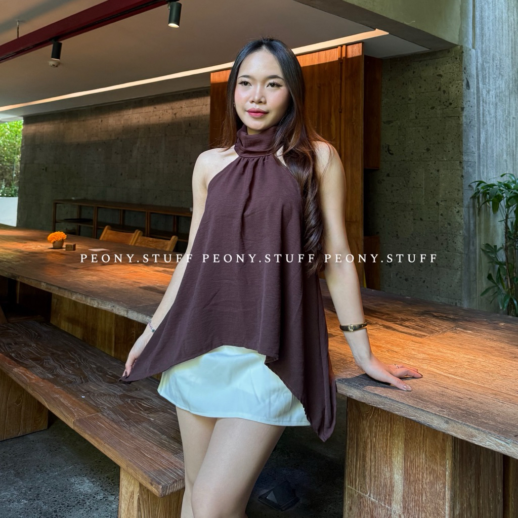 Mira Halter Top | Atasan Basic Wanita Halter Neck Top Airflow Kekinian Tanpa Lengan Korean Tank Top