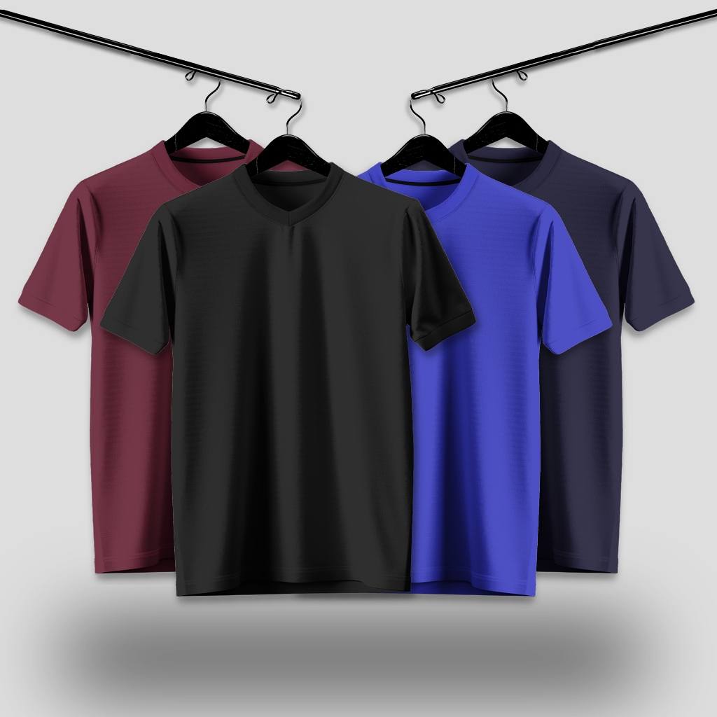 Kaos Polos Warna Hitam/Biru/Navy/Merah Maroon Jersey Polos/Kaos Olah raga/ Jersey Lari Dryfit kerah 