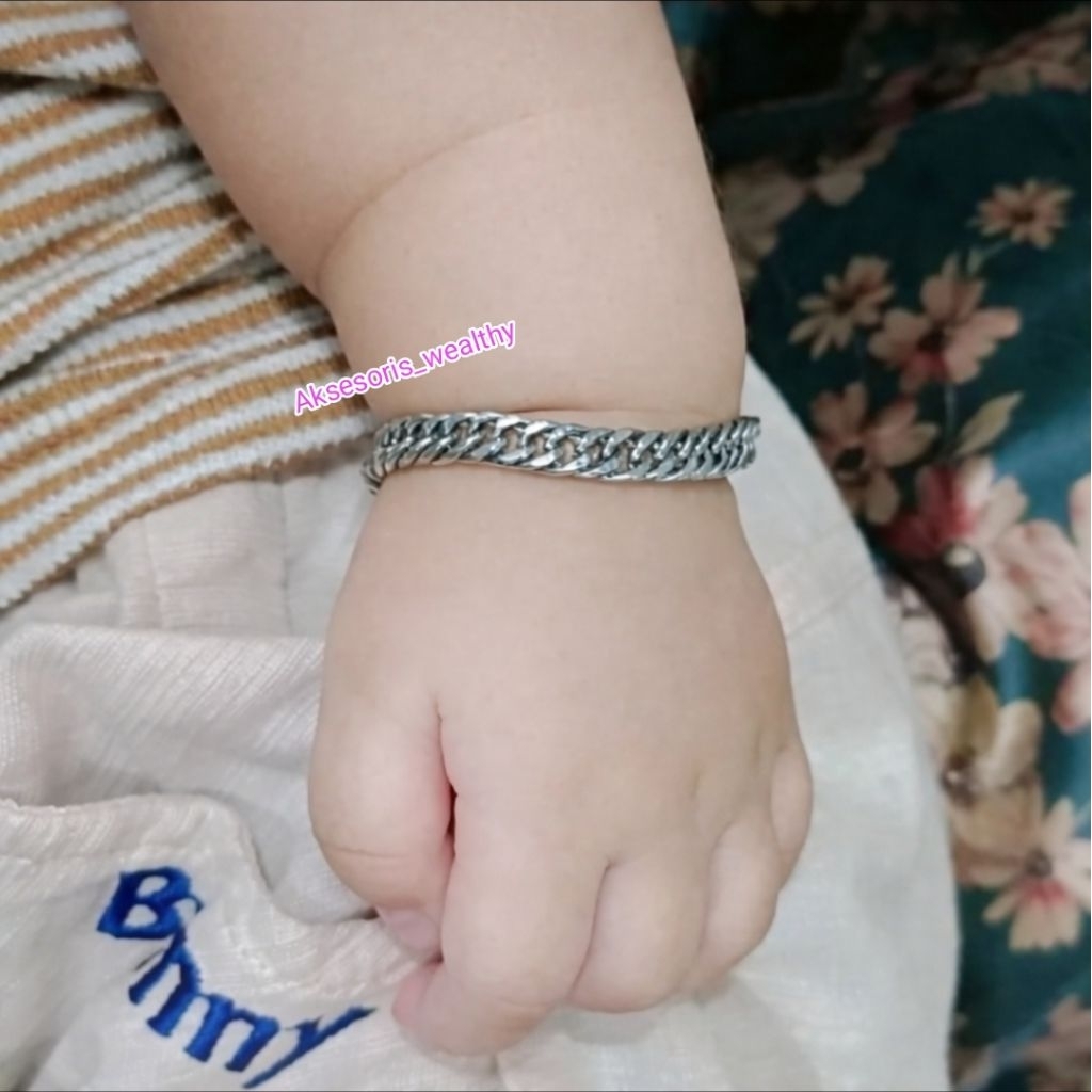 Gelang Titanium Asli Premium / gelang bayi / gelang anak / gelang rantai titanium