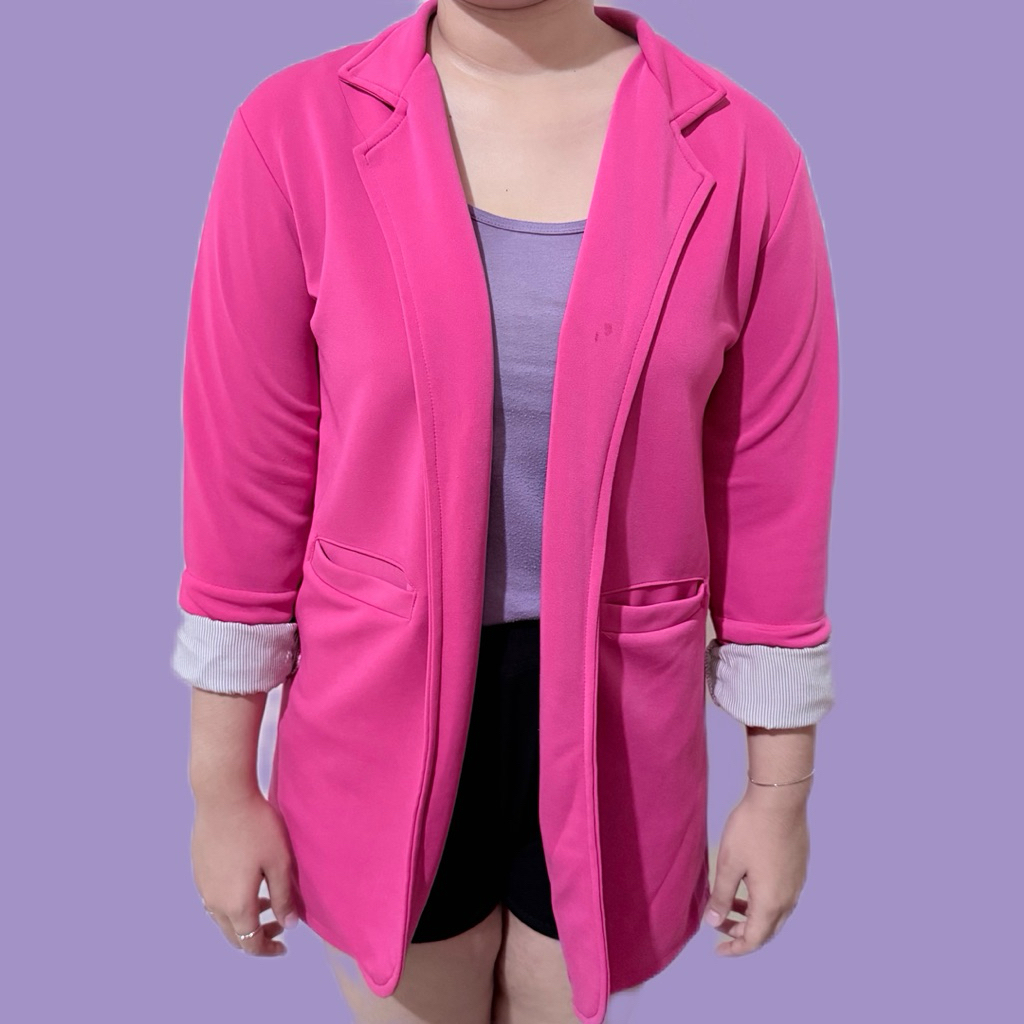 Atasan/ Outer/ Cardigan/ Blazer Scuba Pink Magenta Fuschia