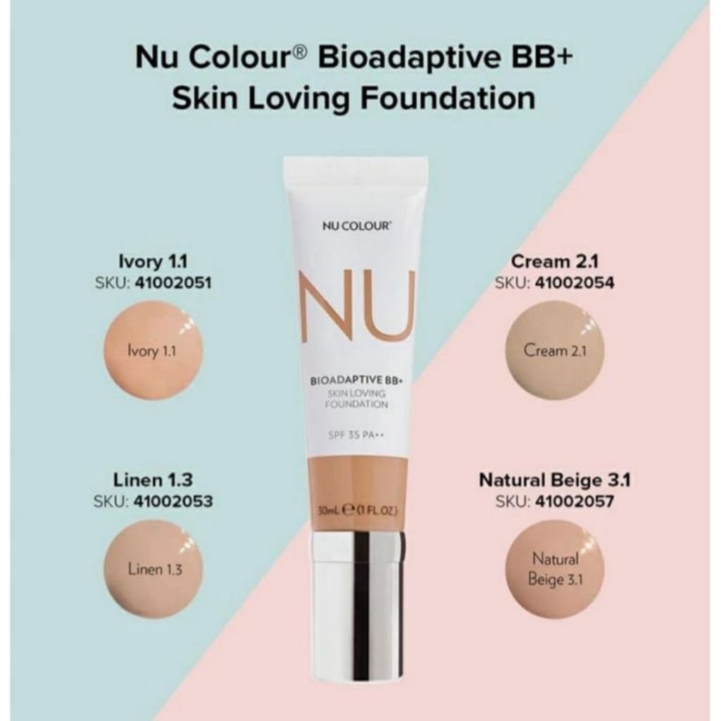 nu colour bioadaptive bb skin loving foundation ( linen - natural beige - ivory )