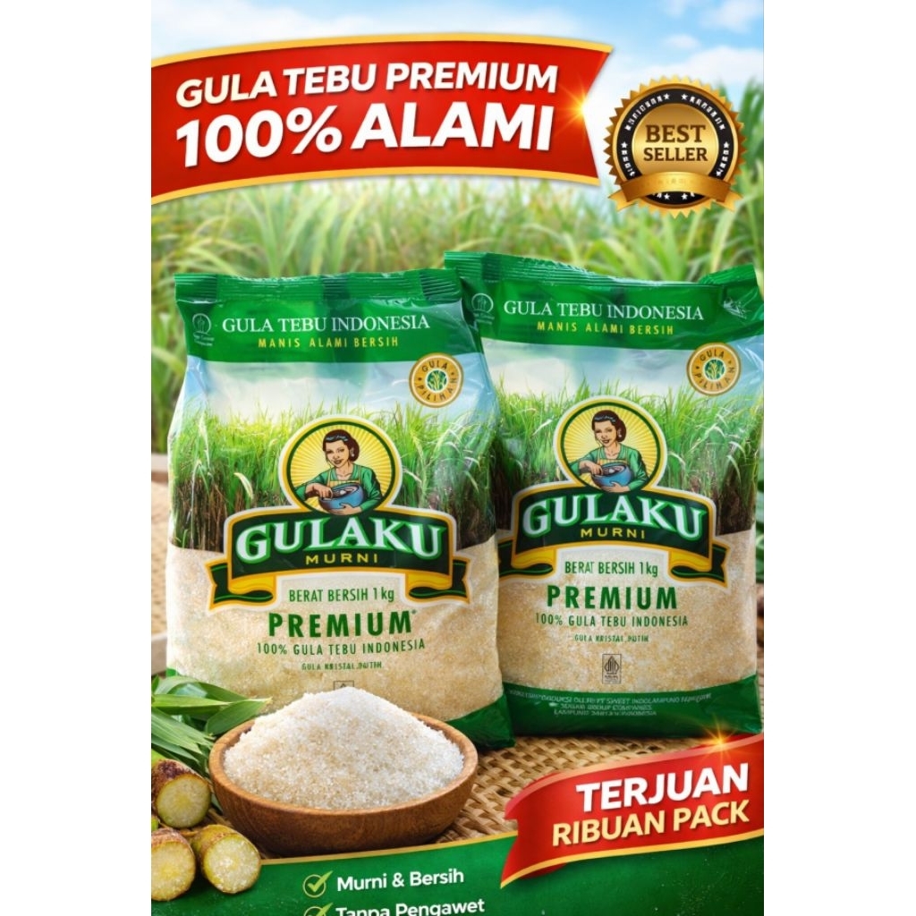 Gulaku Gula Pasir 1kg – Gula Putih Berkualitas, Bersih & Manis Alami, Stok Warung / Grosir