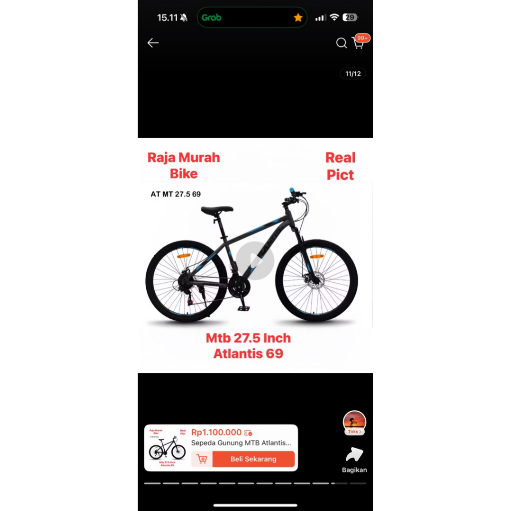 New sepeda mtb atlantis 27.5 69 warna grey cian