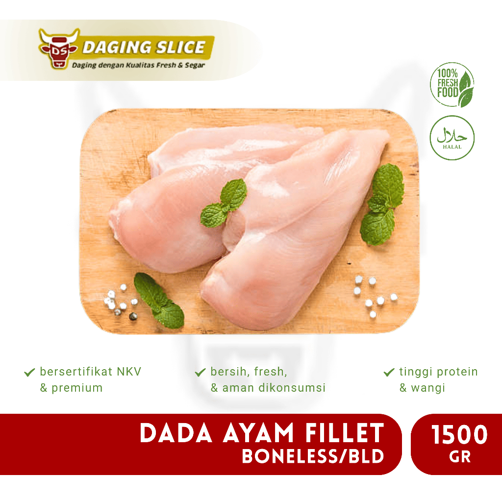 Dada Ayam Boneless 1500gr Boneless Tanpa Tulang Fillet Bandung Instan