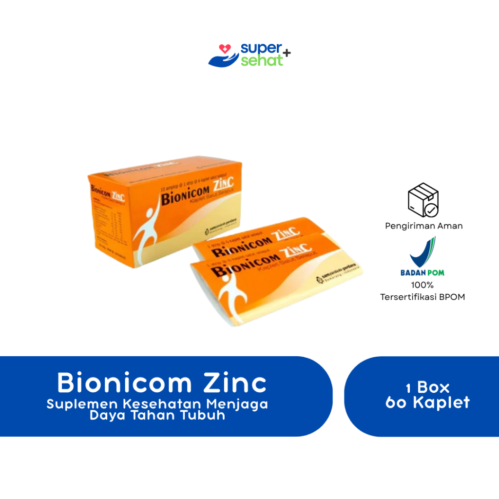 Bionicom Zinc Box Isi 60 Kaplet - Vitamin Daya Tahan Tubuh