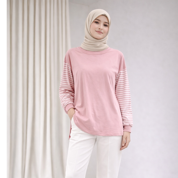SEKIDO | Living Stripe Kaos | Kaos Bahan Cotton Combed Motif Salur Hijau dan Sage