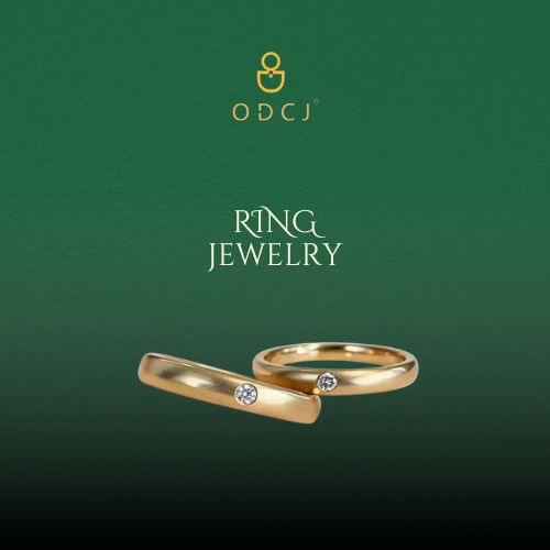Cincin Gold Glossy dengan Batu Kristal Diamond Look Simpel Elegan Cocok untuk Couple Ring